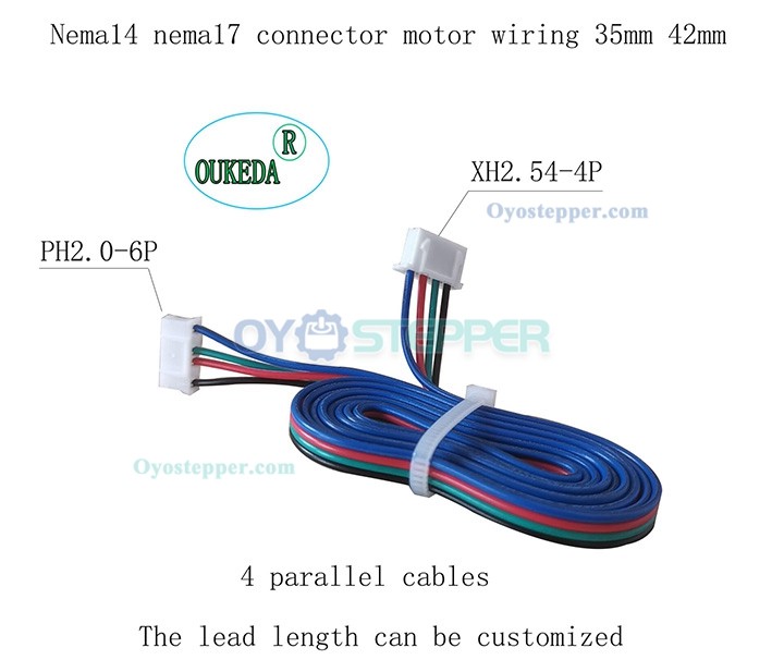 OUKEDA XH2.54 Terminal Wire NEMA 17 Stepper Motor Extenstion Connection Cable PH2.0-XH2.54